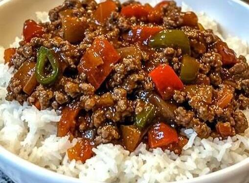 Reis Hackfleisch Pfanne mit Paprika in 15 Minuten gemacht!