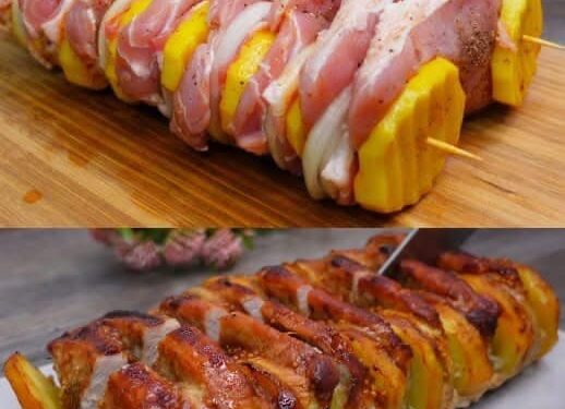 Im Ofen gebackene Schweinespieße in 15 Minuten zubereitet