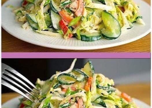 Gurkensalat mit Chinakohl gut zum Abnehmen in 5 Minuten fertig