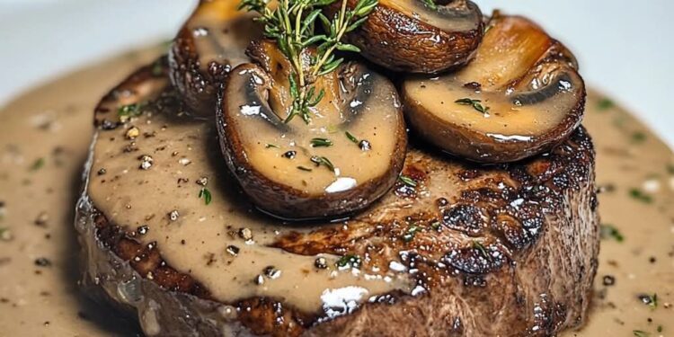 Zartes Filet Mignon in einer köstlichen Portobello-Cremesauce