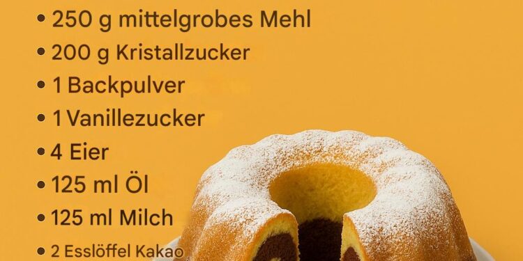 Marmorbiskuitkuchen mit einfacher Zubereitung – locker und weich