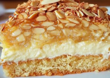 Bienenstich: Klassischer deutscher Kuchen mit Mandelkruste und Vanillecreme