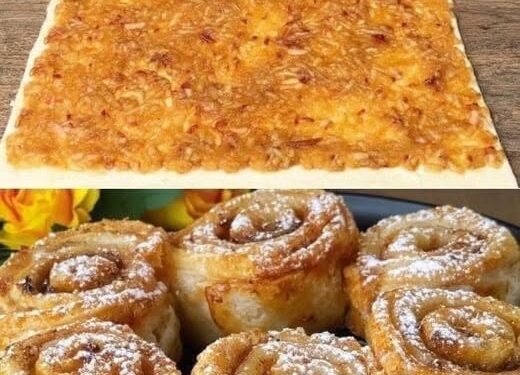 500 g Blätterteig mit 3 Äpfel zu Log formen und ab in den Ofen!