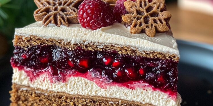 Spekulatius-Kuchen mit Kirschen