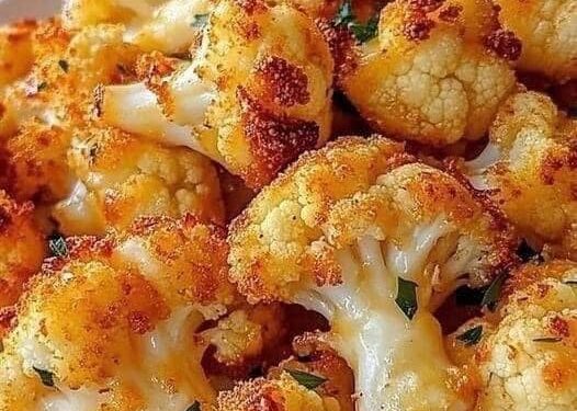 Verrühren Sie Käse mit gekochten Blumenkohl und ab in den Ofen