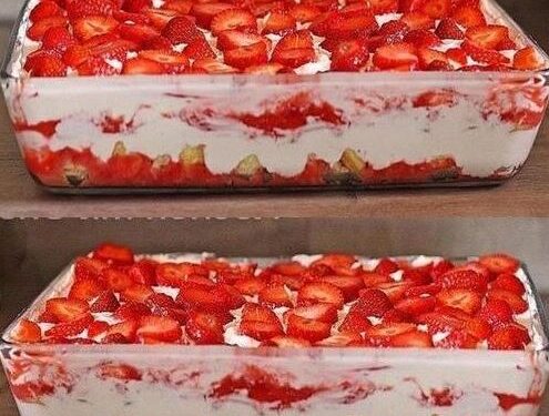 Ich verrühre 1 kg Erdbeeren mit Mascarpone, Erdbeer Tiramisu