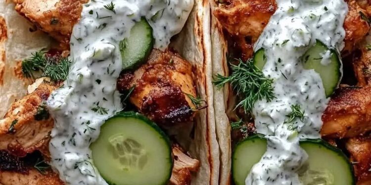 Griechisches Hähnchen-Gyros mit Gurken-Tzatziki