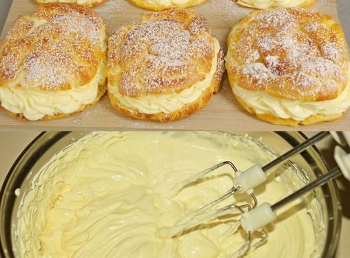 Blätterteig Teilchen mit 400ml Sahne und Vanillepudding