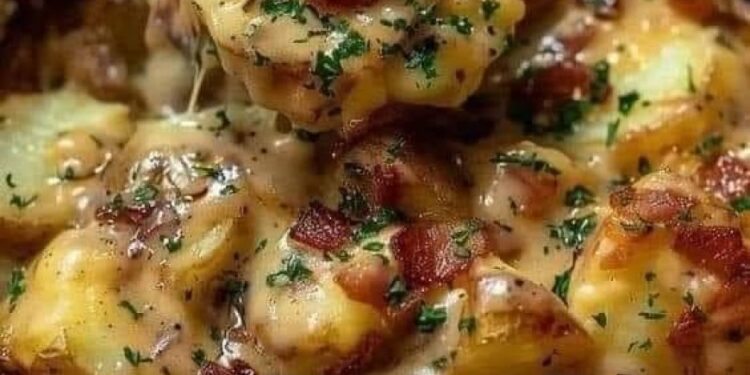Überbackene Kartoffeln mit cremigem Käse und Speck: Ein beruhigendes und geschmackvolles Gericht