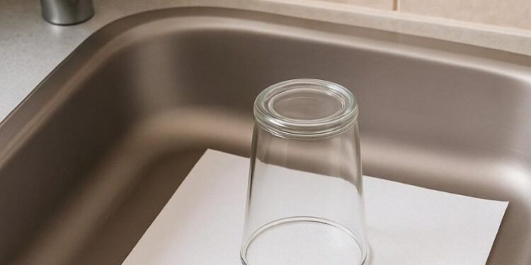 Darum sollten Sie vor dem Urlaub immer ein umgedrehtes Glas und ein Stück Papier in der Spüle liegen lassen